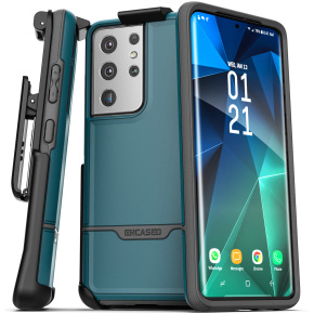 Galaxy S21 Ultra Rebel Case and Holster Blue
