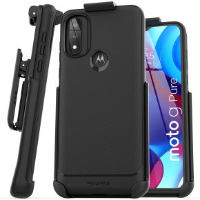 Moto G Pure Thin Armor Case with Belt Clip Holster