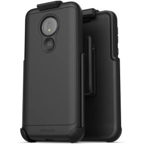 Moto G7 Power Thin Armor Case and Holster Black