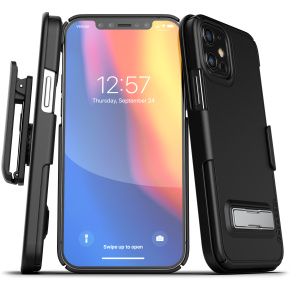 iPhone 12 Slimline Case And Holster Black