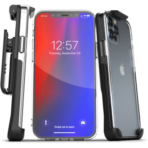 iPhone 13 Pro Max Clear Back Case with Belt Clip Holster