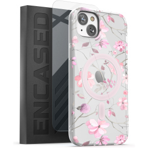 iPhone 14 Lexion Case in Pink Flowers with Screen Protector - MagSafe Compatible