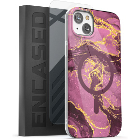 iPhone 14 Lexion Case in Purple Marble with Screen Protector - MagSafe Compatible