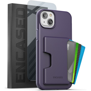 iPhone 14 Phantom Wallet Case in Purple with Screen Protector