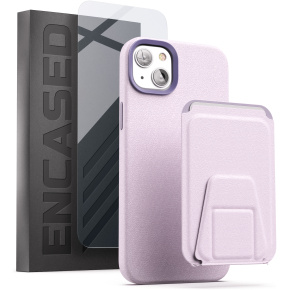 iPhone 14 Plus Artura Leather Case in Lavender and Wallet - MagSafe Compatible