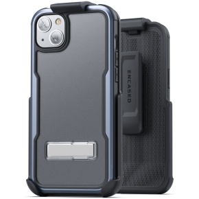 iPhone 14 Plus Exos Armor Case in Blue with Belt Clip Holster