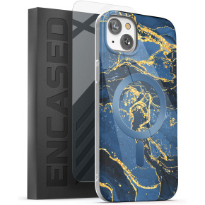 iPhone 14 Plus Lexion Case in Blue Marble with Screen Protector - MagSafe Compatible