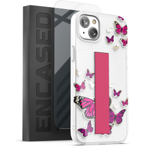 iPhone 14 Plus Loop Case in Golden Pink Butterfly with Screen Protector