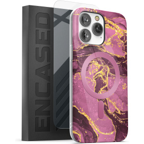 iPhone 14 Pro Lexion Case in Purple Marble with Screen Protector - MagSafe Compatible