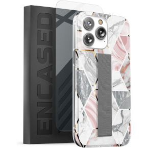 iPhone 14 Pro Loop Case in White Marble with Screen Protector