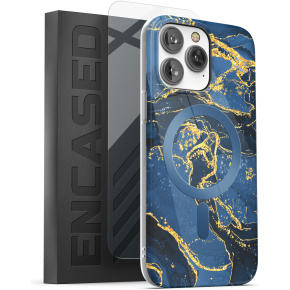 iPhone 14 Pro Max Lexion Case in Blue Marble with Screen Protector - MagSafe Compatible