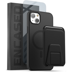 iPhone 14 Slimshield Case in Black with Leather Wallet - MagSafe Compatible